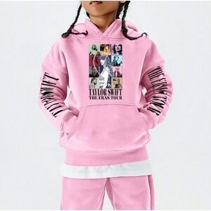 Kids Taylor Swift The Eras Tour Pink Hoodie‎ Graphic Long Sleeve Youth 14/15